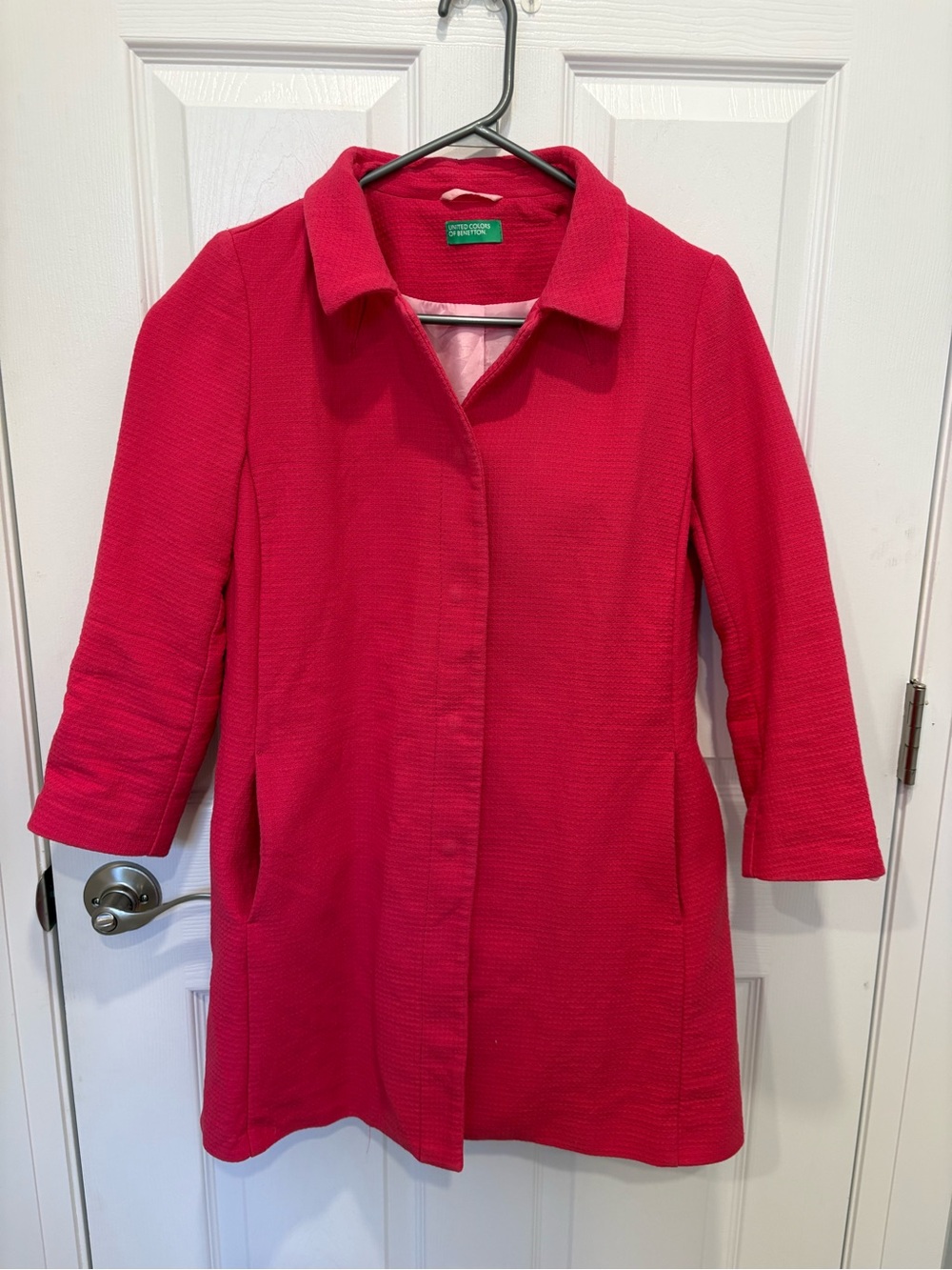United Colors Of Benetton Women's Bright Pink Textured Trench Coat #1199